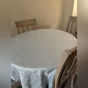 Elegant Blue Floral Damask Jacquard Tablecloth – Rectangle Dining Table Linen